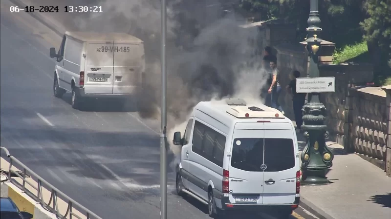 Bakıda məşhur hotelin qarşısında YANĞIN - FOTOLAR