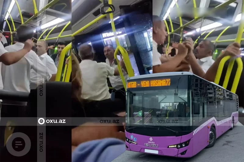 Bakıda 77 saylı avtobusda DAVA - VİDEO