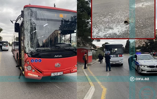 Sumqayıtda sərnişin avtobusları toqquşdu - Fotolar