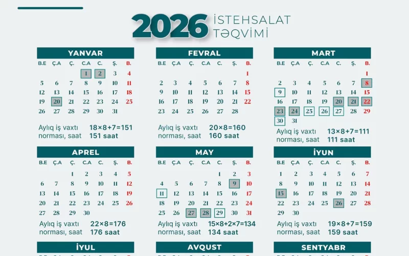2026-cı ilin qeyri-iş günləri - Açıqlandı